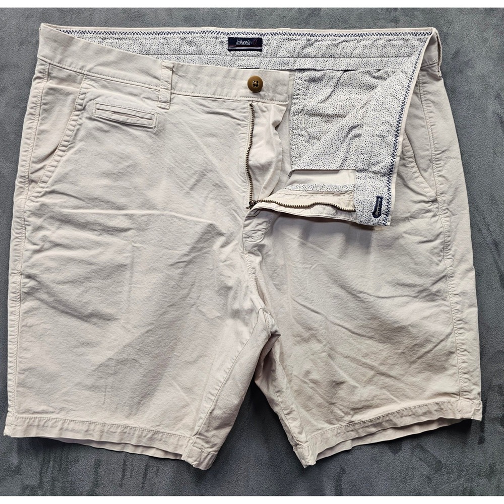 JOHNNIE-O Mens Stone Beige Chino Shorts Size 35 JMSH1940 Cotton Modal Stretch